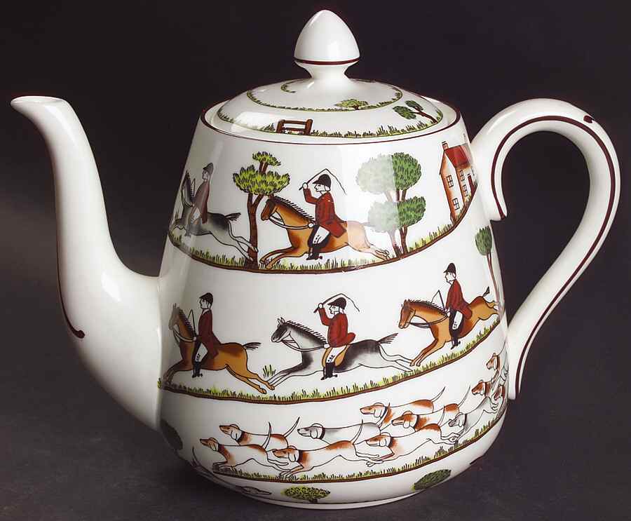 Hunting Scene Teapot & Lid by Crown Staffordshire-1
