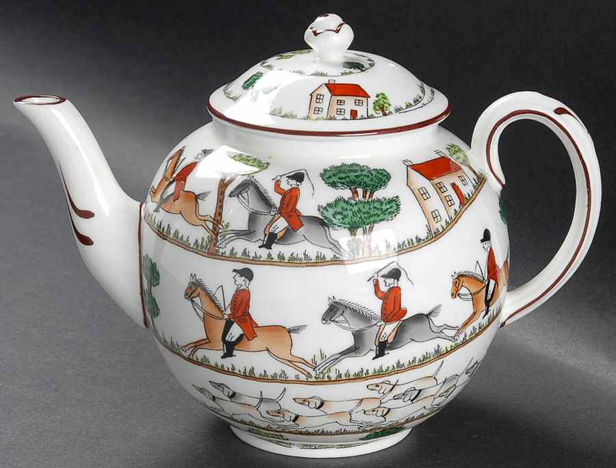Hunting Scene Small Teapot & Lid by Crown Staffordshire-1
