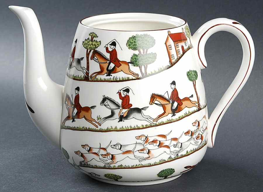 Hunting Scene Teapot No Lid by Crown Staffordshire-1