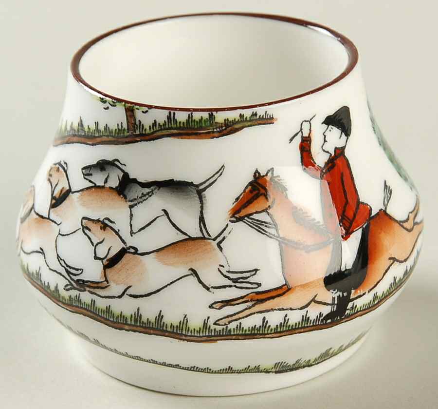 Hunting Scene Mustard Jar No Lid by Crown Staffordshire-1