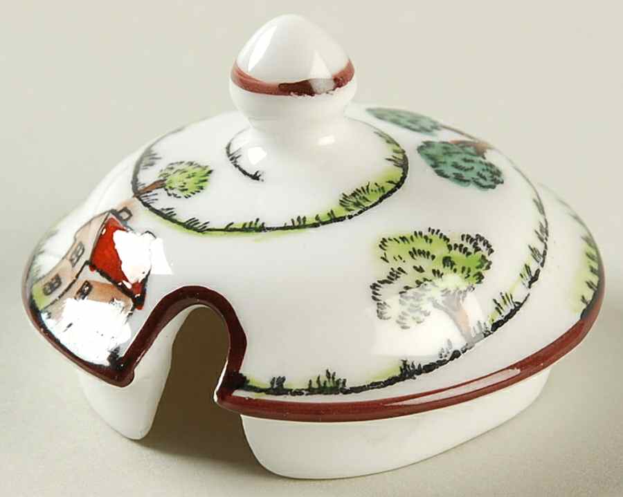 Hunting Scene Lid for Mustard Jar by Crown Staffordshire-1