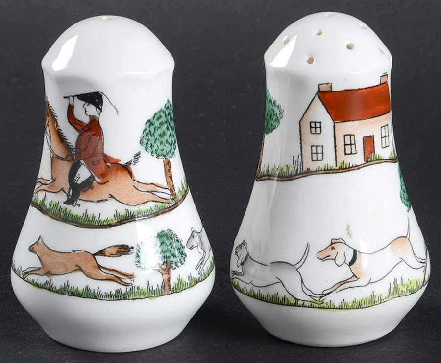 Hunting Scene Salt & Pepper Set by Crown Staffordshire-1