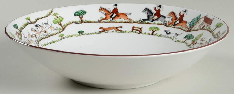 Hunting Scene 10" Large Salad Serving Bowl by Crown Staffordshire-1