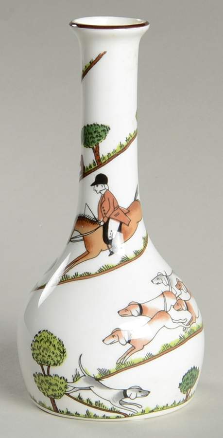 Hunting Scene 5" Bud Vase by Crown Staffordshire-1