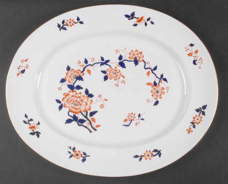 Imari Coral 15" Oval Serving Platter by Crown Staffordshire-1