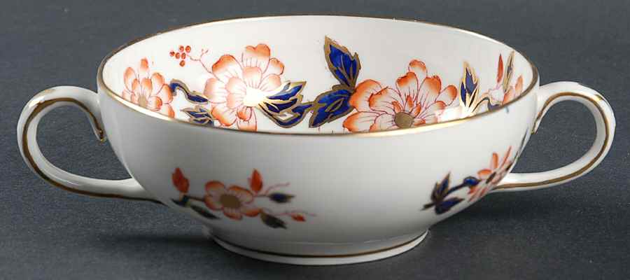 Imari Coral Flat Cream Soup Bowl by Crown Staffordshire-1