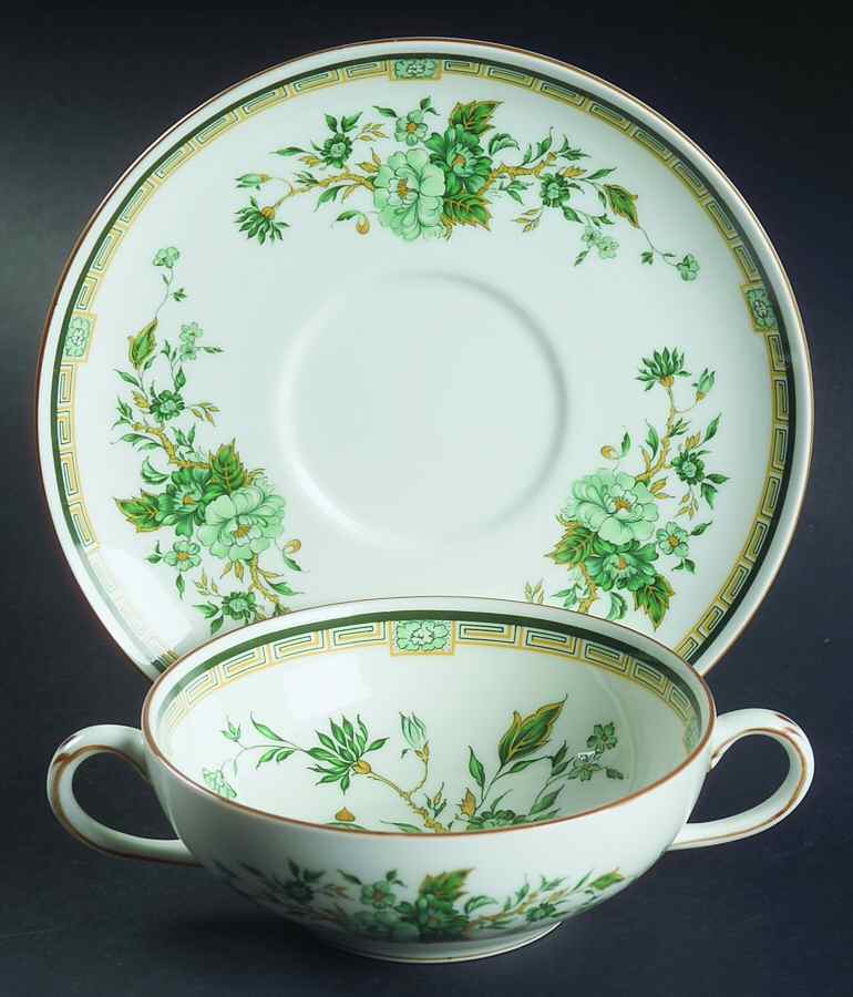 Kowloon Flat Cream Soup Bowl & Saucer Set by Crown Staffordshire-1