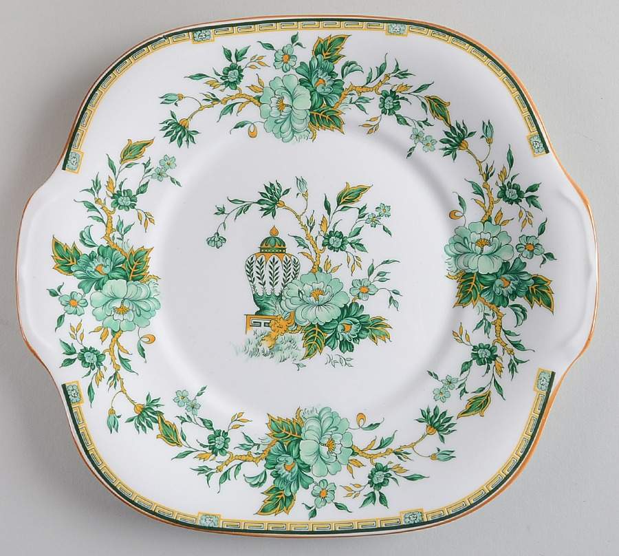 Kowloon Square Cake Plate by Crown Staffordshire-1