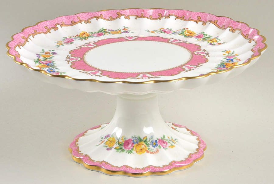 Lyric Tunis (Scalloped) Round Compote (Height X Width) by Crown Staffordshire-1