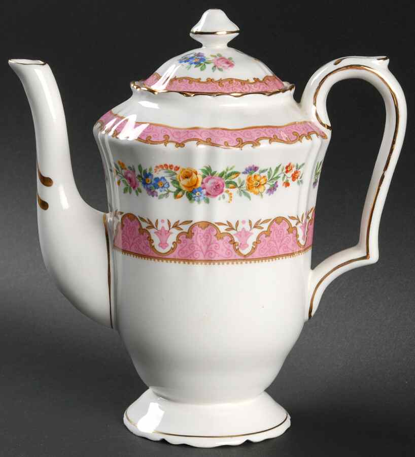 Lyric Tunis (Scalloped) Mini Coffee Pot & Lid by Crown Staffordshire-1