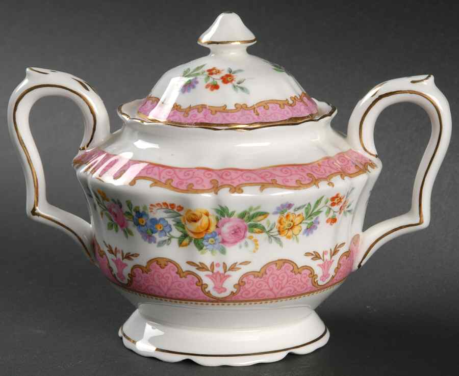 Lyric Tunis (Scalloped) Sugar Bowl & Lid by Crown Staffordshire-1