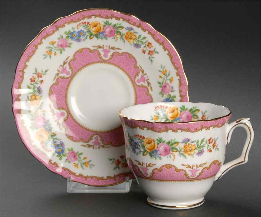 Lyric Tunis (Scalloped) Footed Cup & Saucer Set by Crown Staffordshire-1