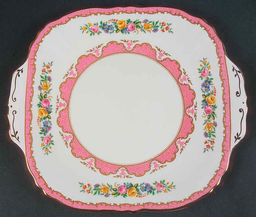 Lyric Tunis (Scalloped) Square Handled Cake Plate by Crown Staffordshire-1