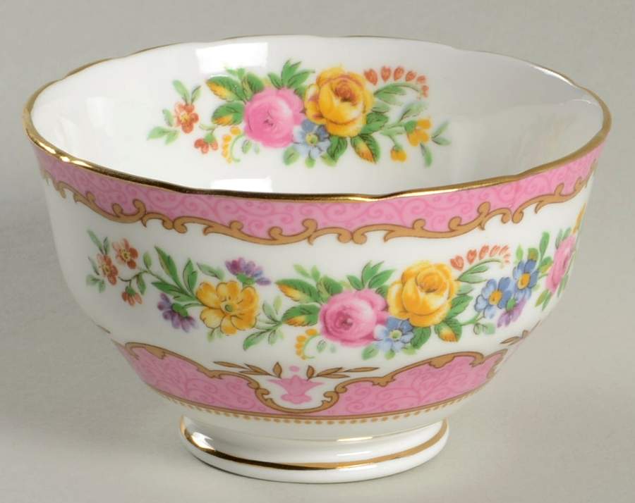 Lyric Tunis (Scalloped) Mini Open Sugar Bowl by Crown Staffordshire-1