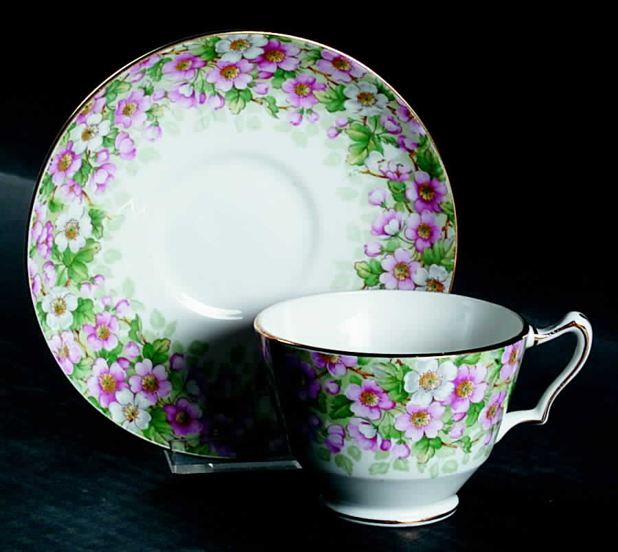 Maytime Footed Cup & Saucer Set by Crown Staffordshire-1