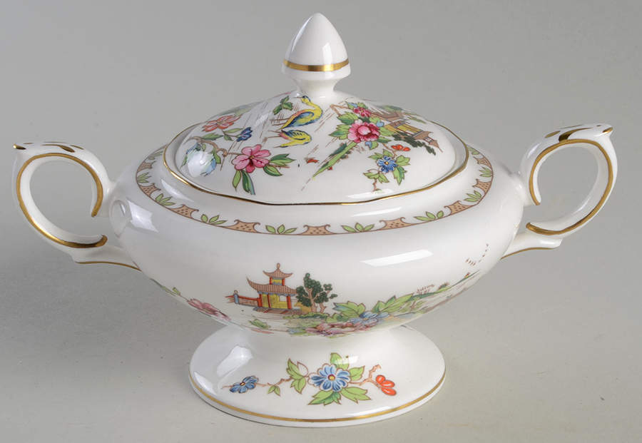 Pagoda Sugar Bowl & Lid by Crown Staffordshire-1