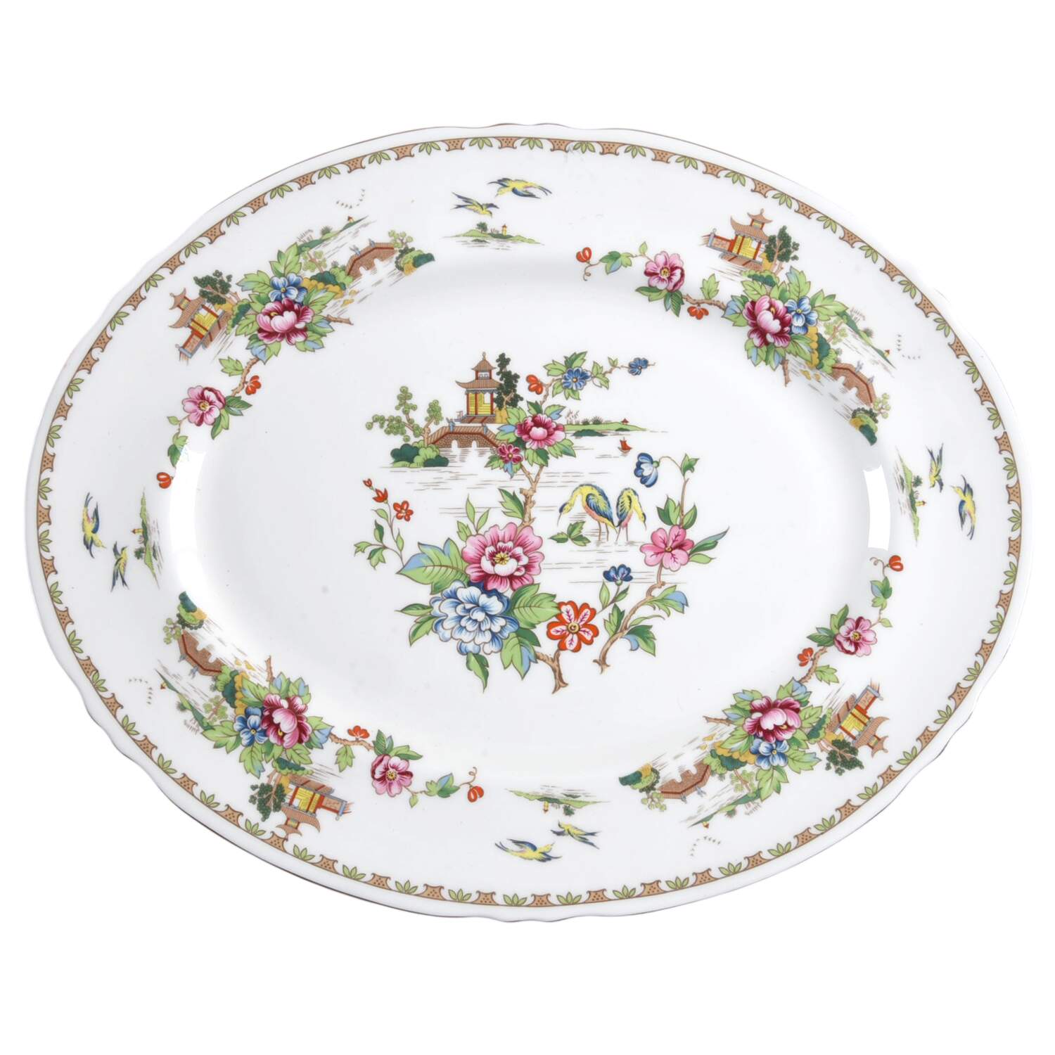 Pagoda 13" Oval Serving Platter by Crown Staffordshire-1