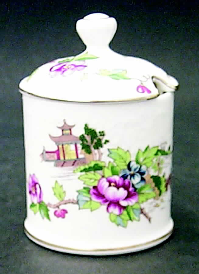 Pagoda Mustard Jar & Lid by Crown Staffordshire-1