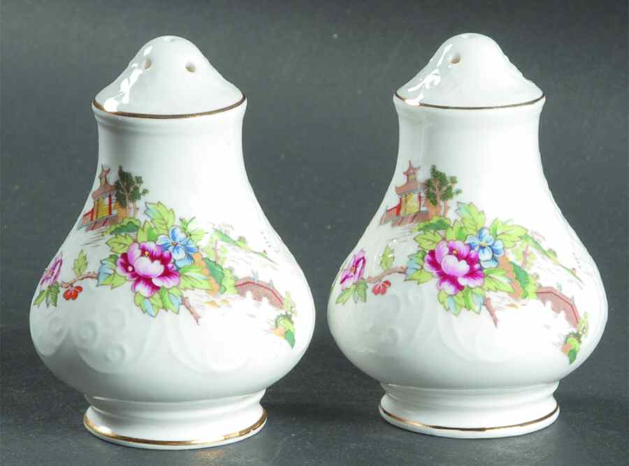 Pagoda Salt & Pepper Set by Crown Staffordshire-1