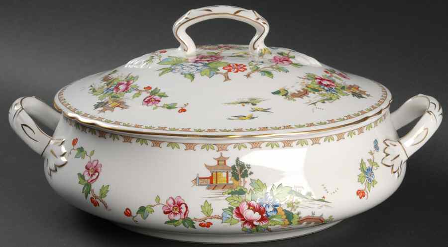 Pagoda Round Covered Vegetable by Crown Staffordshire-1