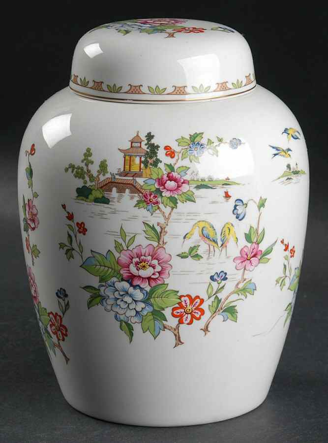 Pagoda Large Ginger Jar & Lid by Crown Staffordshire-1