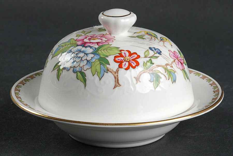 Pagoda Mini Round Covered Butter by Crown Staffordshire-1