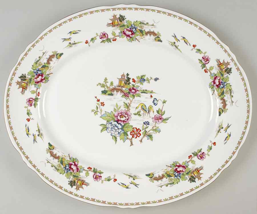 Pagoda 15" Oval Serving Platter by Crown Staffordshire-1