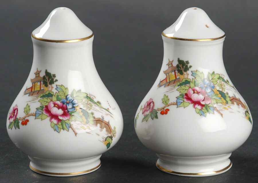 Pagoda Salt & Pepper Set by Crown Staffordshire-1