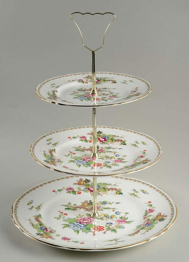 Pagoda 3-Tiered Serving Tray (DP, SP, BB) by Crown Staffordshire-1