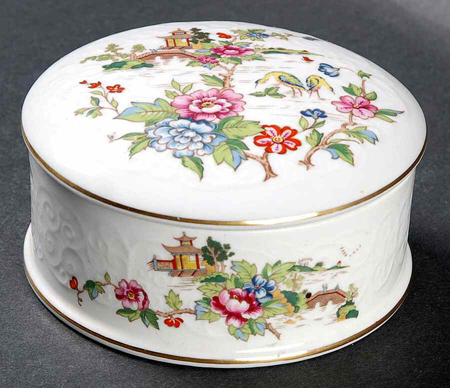 Pagoda Round Box & Lid by Crown Staffordshire-1