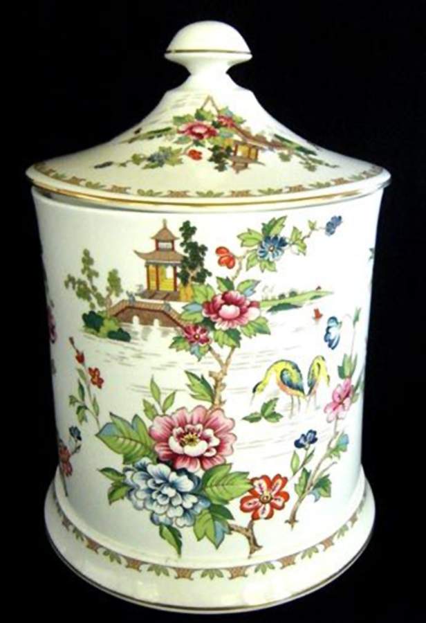 Pagoda Biscuit Barrel & Lid by Crown Staffordshire-1