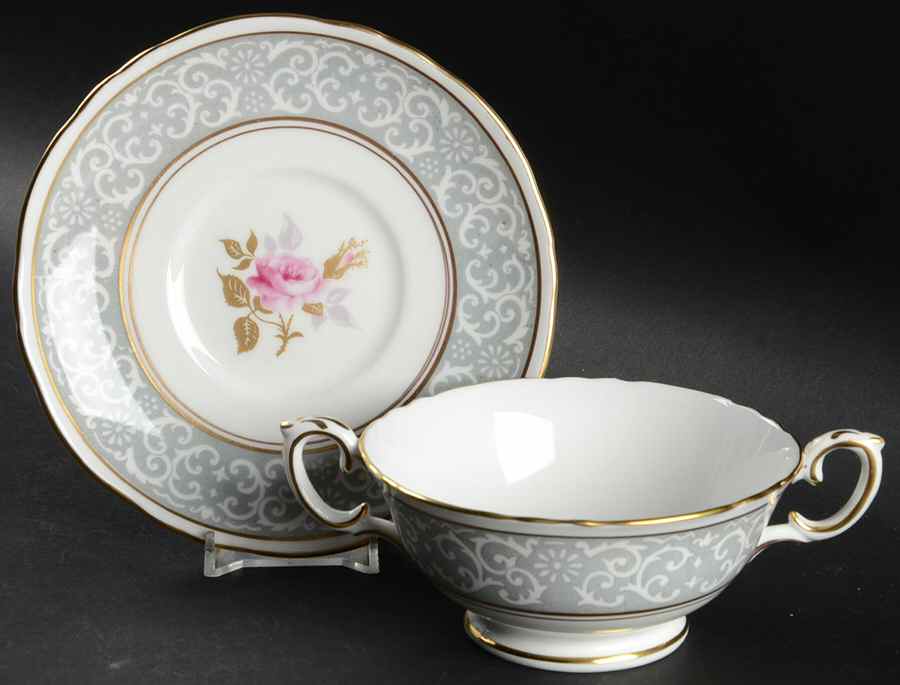Park Lane Footed Cream Soup Bowl & Saucer Set by Crown Staffordshire-1
