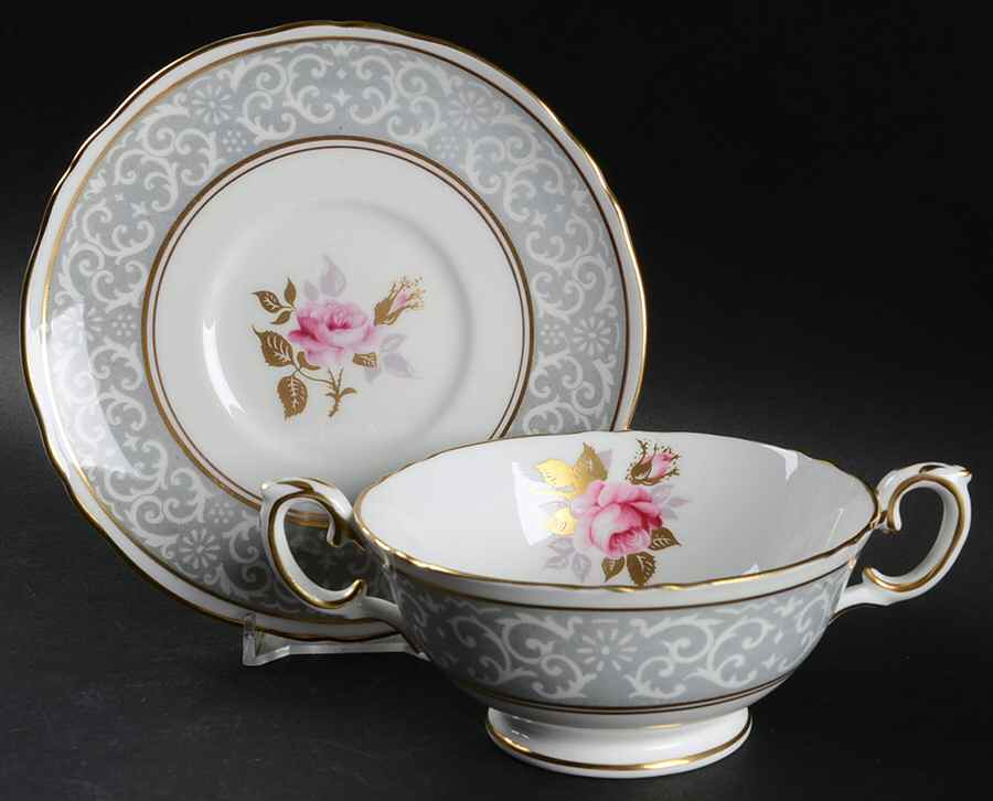 Park Lane Footed Cream Soup Bowl & Saucer Set by Crown Staffordshire-1