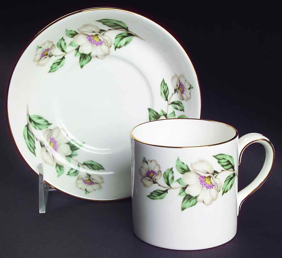 Pear Blossom Flat Cup & Saucer Set by Crown Staffordshire-1