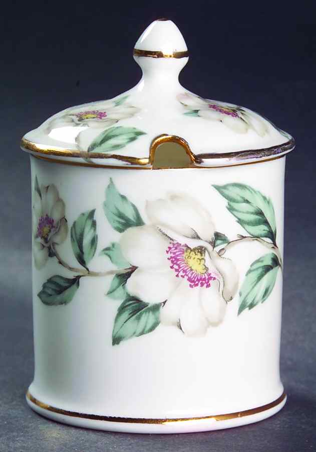 Pear Blossom Mustard Jar & Lid by Crown Staffordshire-1