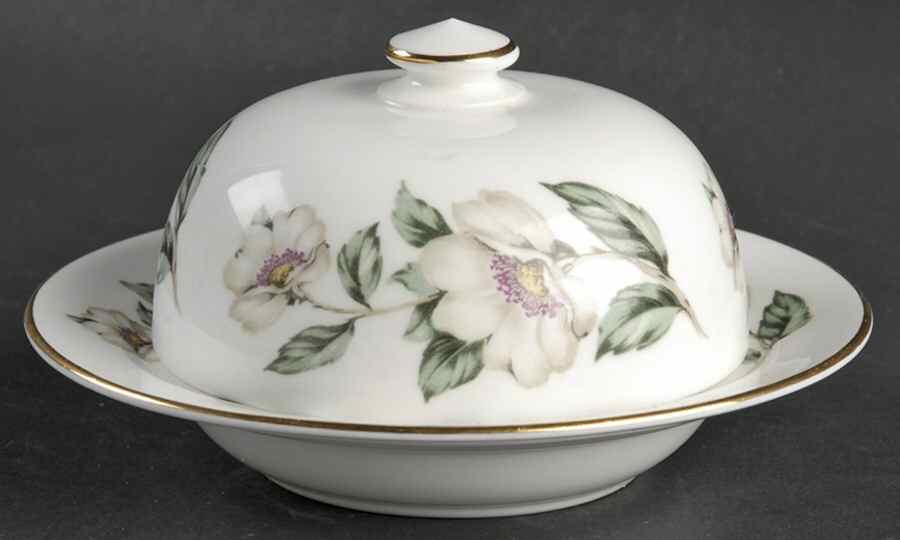 Pear Blossom Mini Round Covered Butter by Crown Staffordshire-1