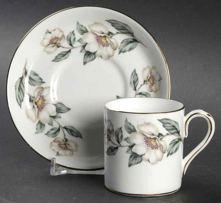 Pear Blossom Flat Demitasse Cup & Saucer Set by Crown Staffordshire-1