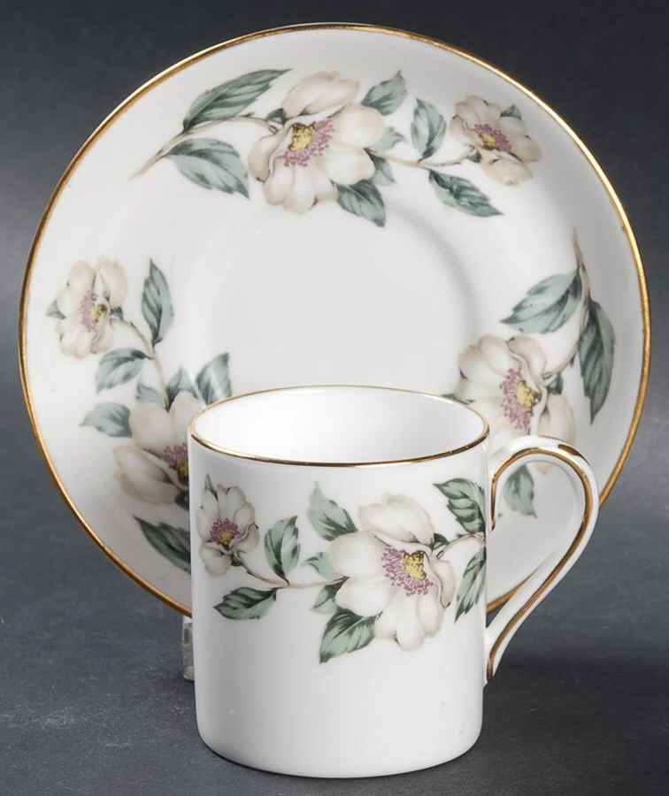 Pear Blossom Flat Demitasse Cup & Saucer Set by Crown Staffordshire-1