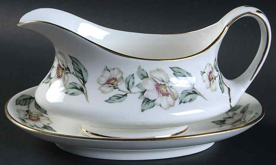 Pear Blossom Gravy Boat & Underplate by Crown Staffordshire-1