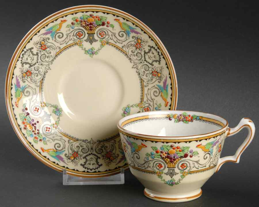 Renaissance Footed Cup & Saucer Set by Crown Staffordshire-1