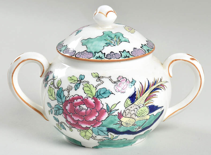 Rock Bird Sugar Bowl & Lid by Crown Staffordshire-1