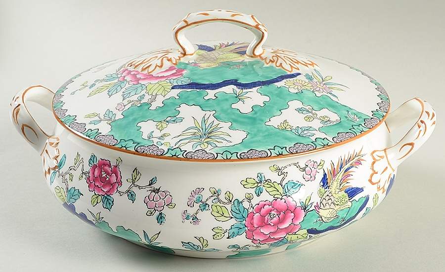 Rock Bird Round Covered Vegetable by Crown Staffordshire-1