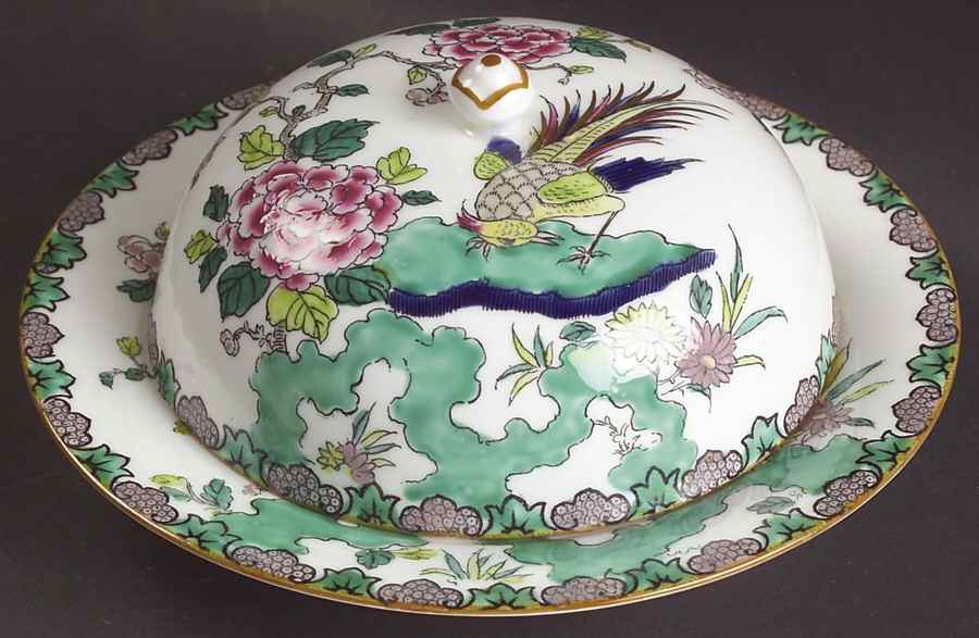 Rock Bird Round Covered Butter by Crown Staffordshire-1