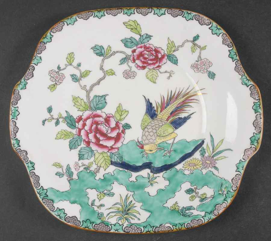 Rock Bird Square Handled Cake Plate by Crown Staffordshire-1