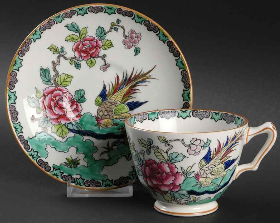 Rock Bird Footed Cup & Saucer Set by Crown Staffordshire-1
