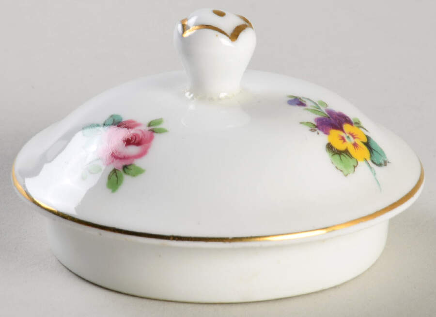 Rose Pansy Lid for Sugar Bowl by Crown Staffordshire-1