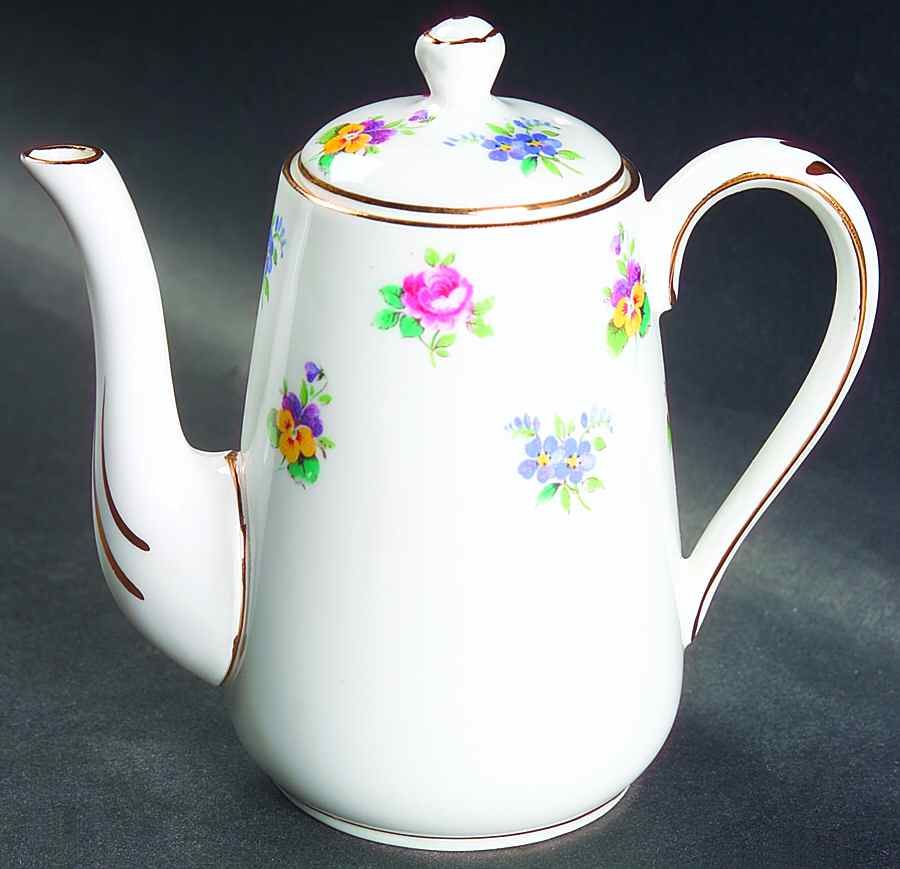 Rose Pansy Individual Coffee Pot & Lid by Crown Staffordshire-1