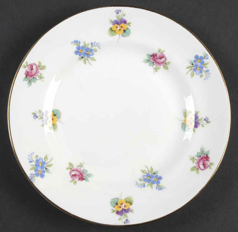 Rose Pansy Bread & Butter Plate by Crown Staffordshire-1