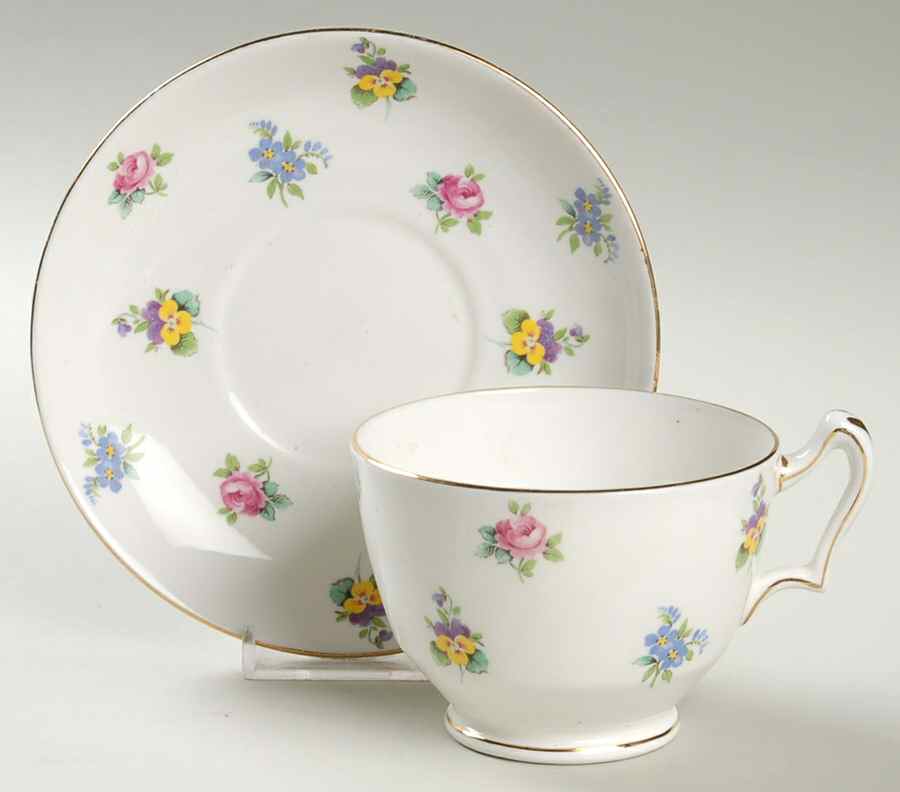 Rose Pansy Oversized Cup & Saucer Set by Crown Staffordshire-1