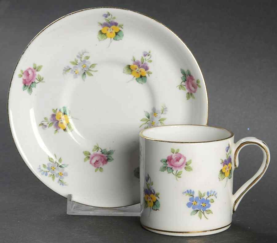 Rose Pansy Flat Demitasse Cup & Saucer Set by Crown Staffordshire-1